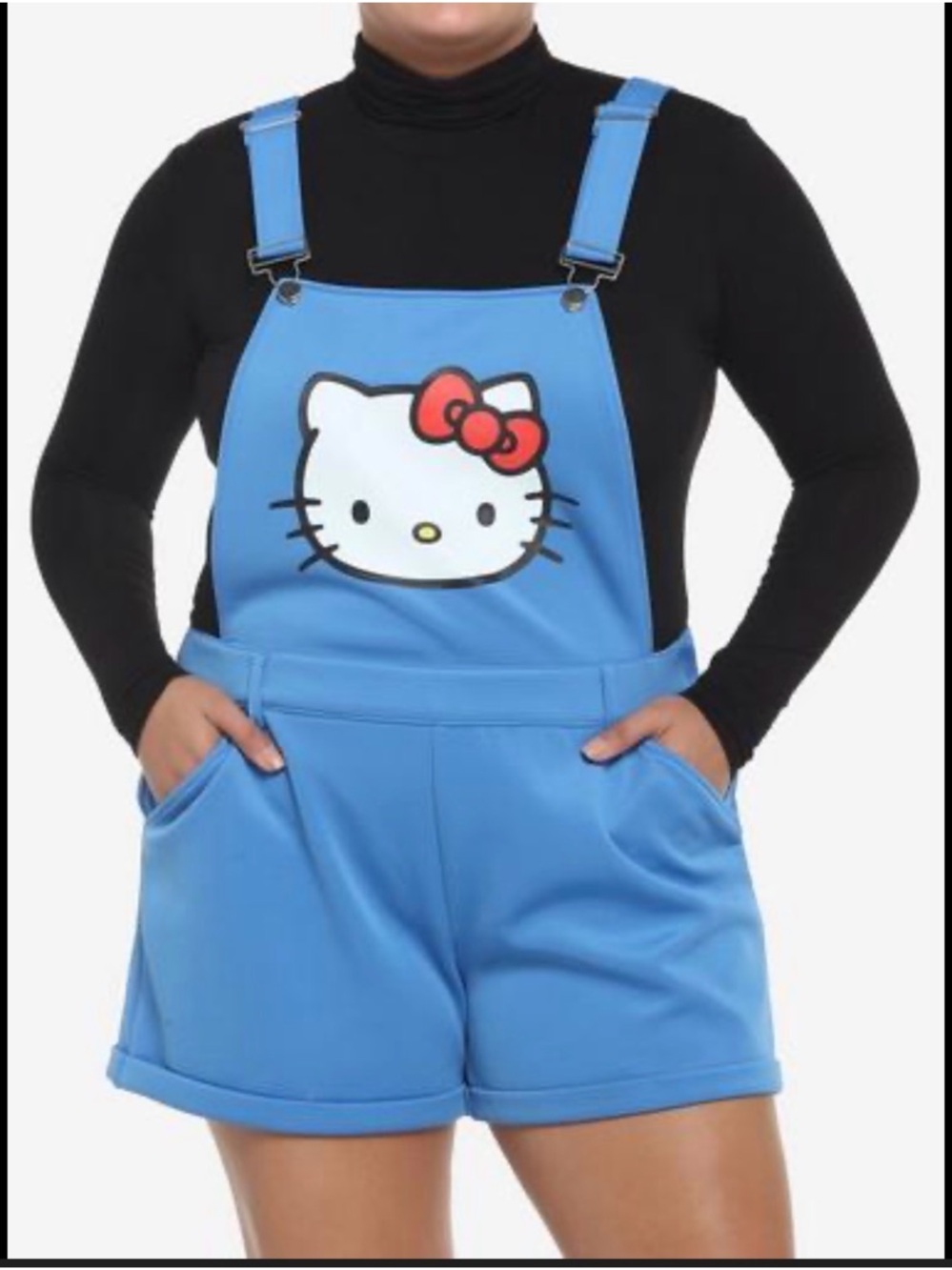 Hello Kitty Blue Short Overalls with Red Bow Graphic size 4x